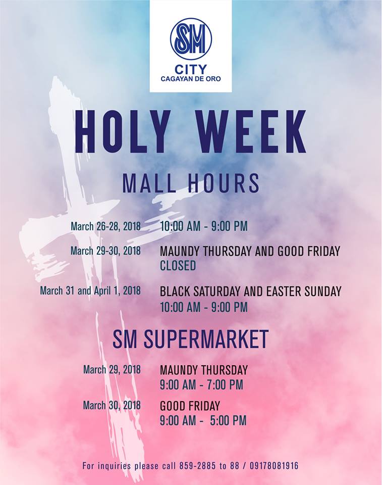 SM City Holy Week Sched 2018